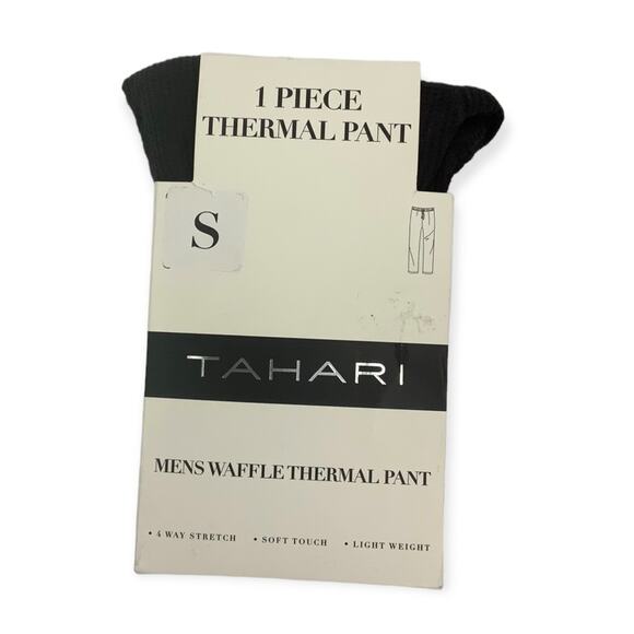 Tahari Mens Black Waffle Knit Thermal Pant Lightweight Soft Touch Size Small - Picture 1 of 2